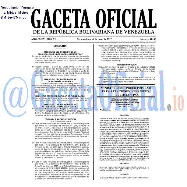Gaceta Oficial 41143 del 4 mayo 2017