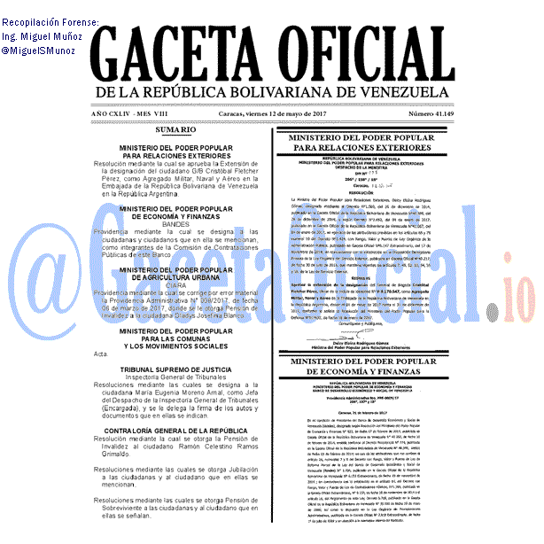 Gaceta Oficial 41149 del 12 mayo 2017 Gaceta Oficial 41149 del 12 mayo 2017