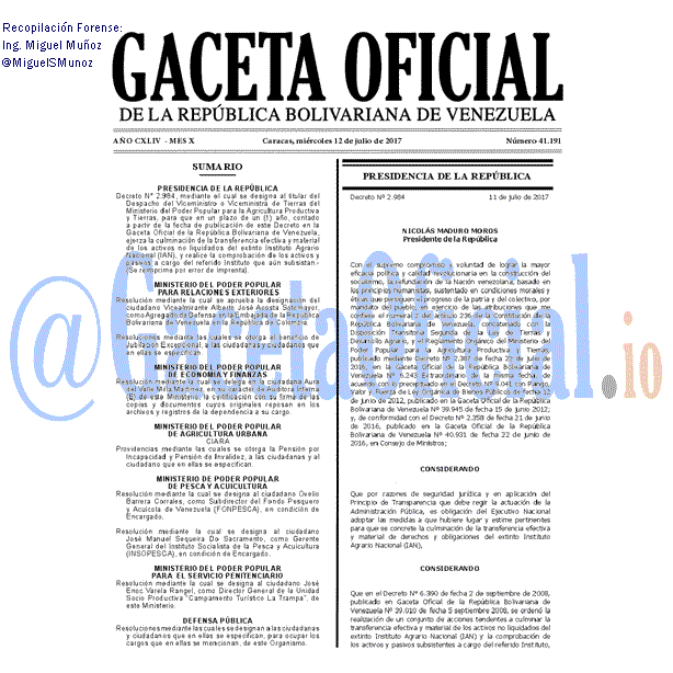 Gaceta Oficial 41191 del 12 julio 2017