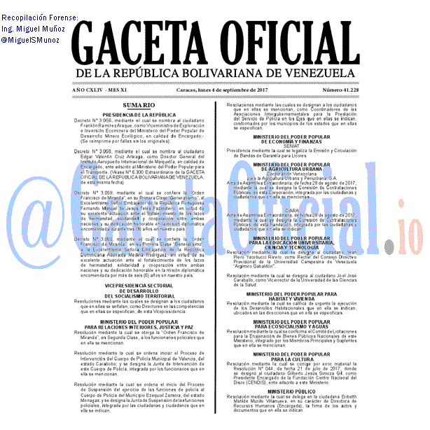 Gaceta Oficial 41228 del 4 septiembre 2017