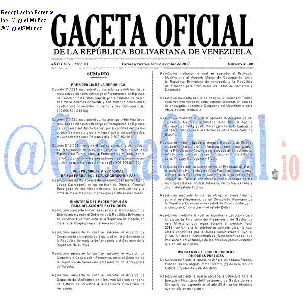 Gaceta Oficial 41306 del 22 octubre 2017