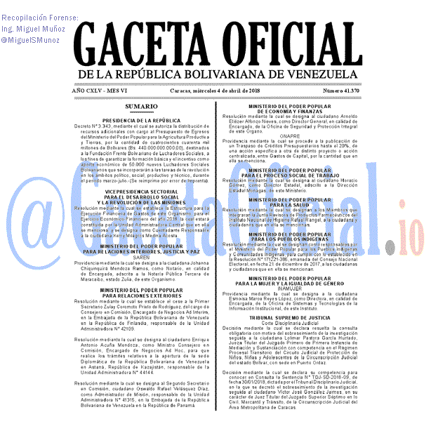 Gaceta Oficial 41370 del 4 abril 2018
