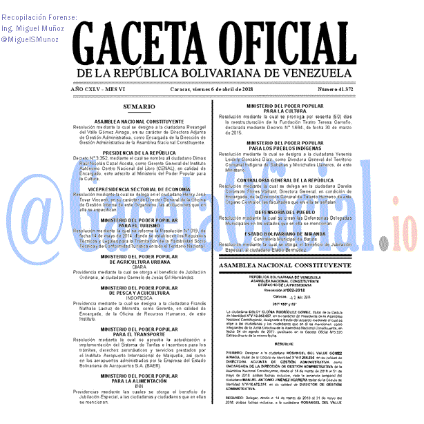 Gaceta Oficial 41372 del 6 abril 2018