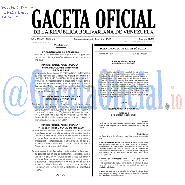 Gaceta Oficial 41377 del 13 abril 2018