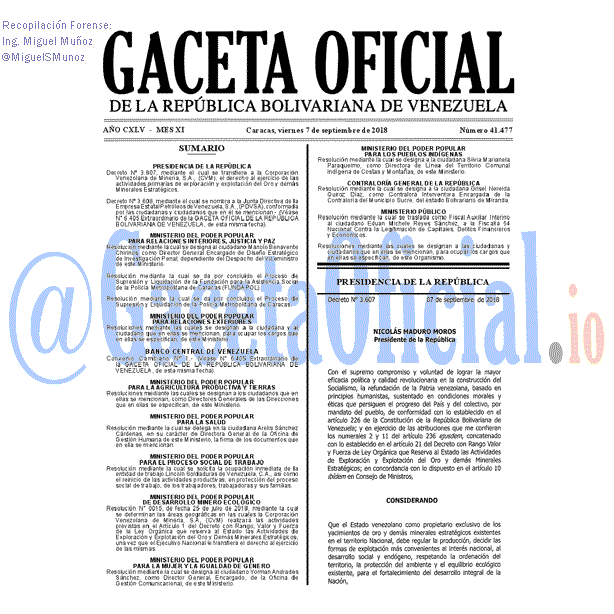 Gaceta Oficial 41477 del 7 Septiembre 2018