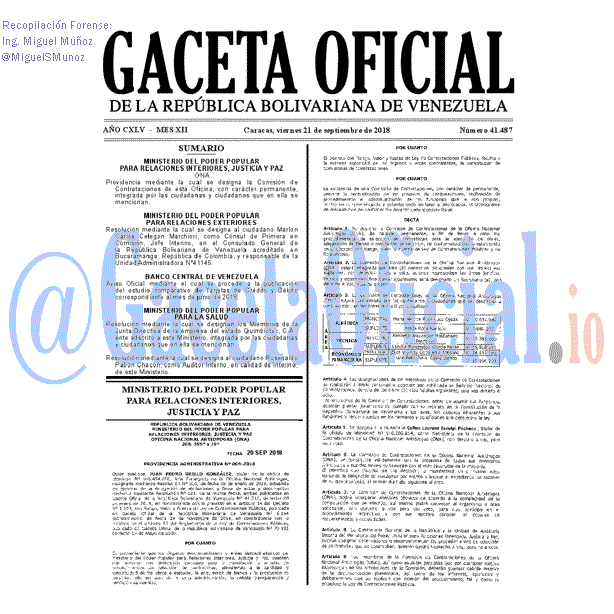 Gaceta Oficial 41487 del 21 Septiembre 2018