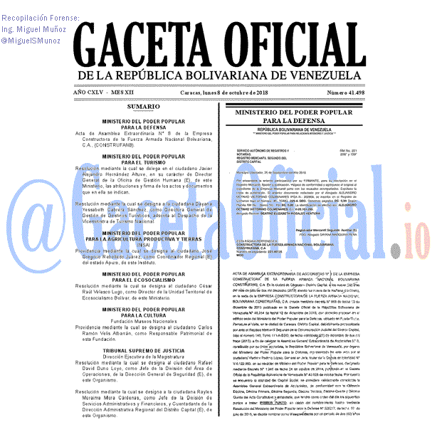 Gaceta Oficial 41498 del 8 Octubre 2018