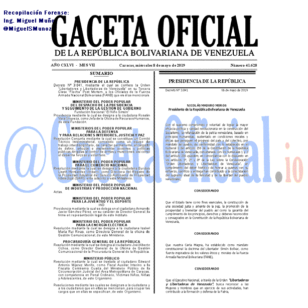 Gaceta Oficial 41628 del 8 Mayo 2019