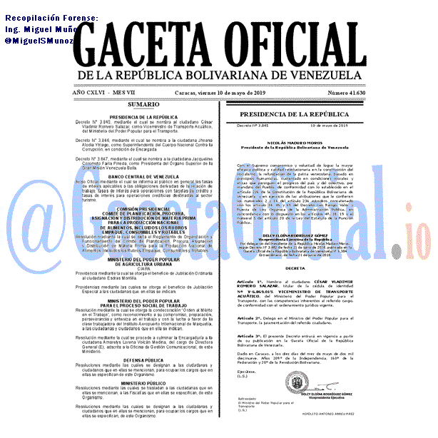 Gaceta Oficial 41630 del 10 Mayo 2019