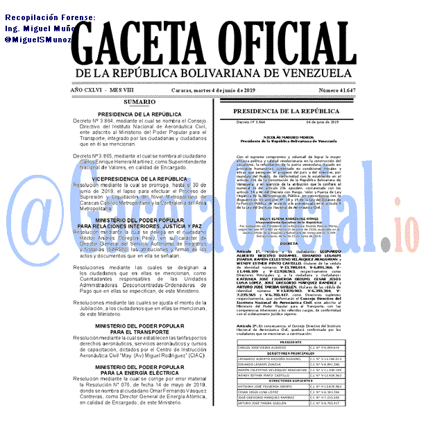 Gaceta Oficial 41647 del 4 Junio 2019