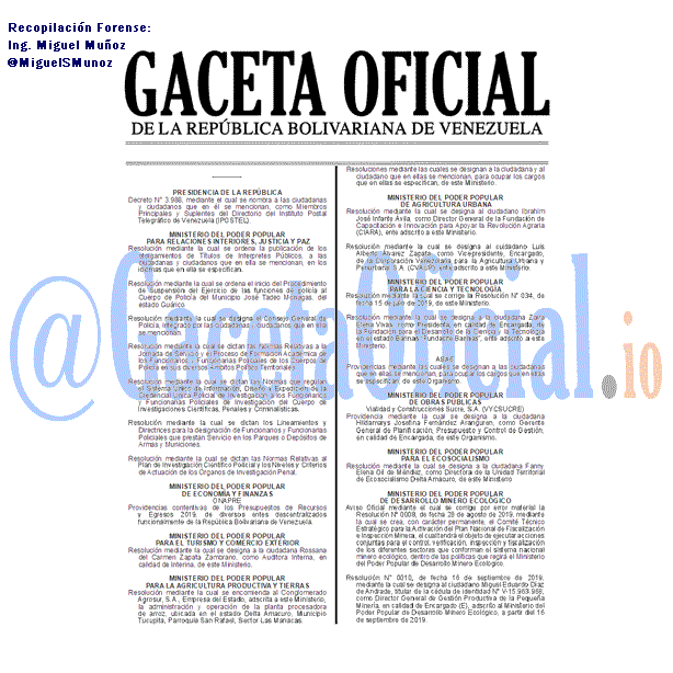 Gaceta Oficial 41719 del 18 septiembre 2019