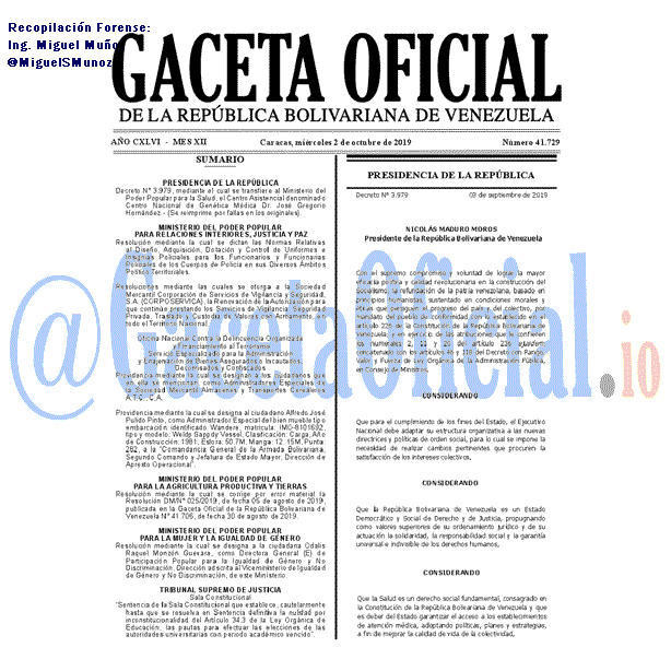 Gaceta Oficial 41729 del 2 octubre 2019