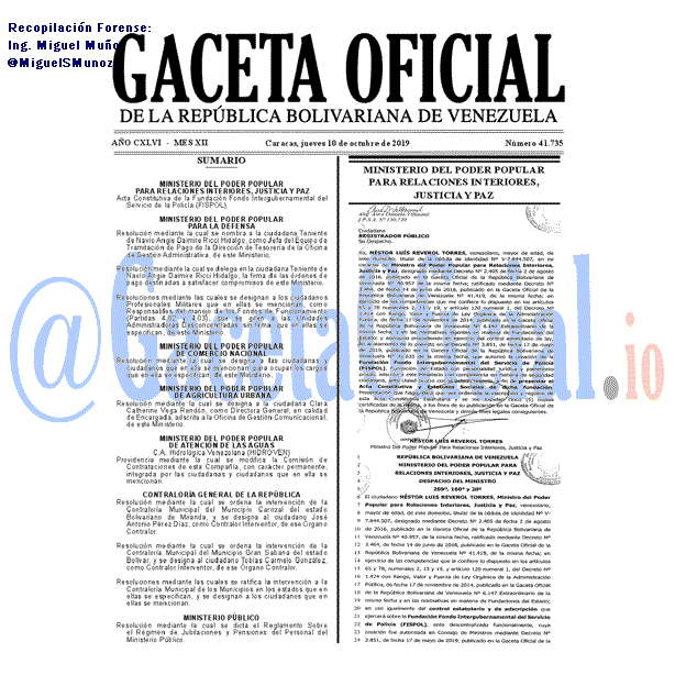 Gaceta Oficial 41735 del 10 octubre 2019
