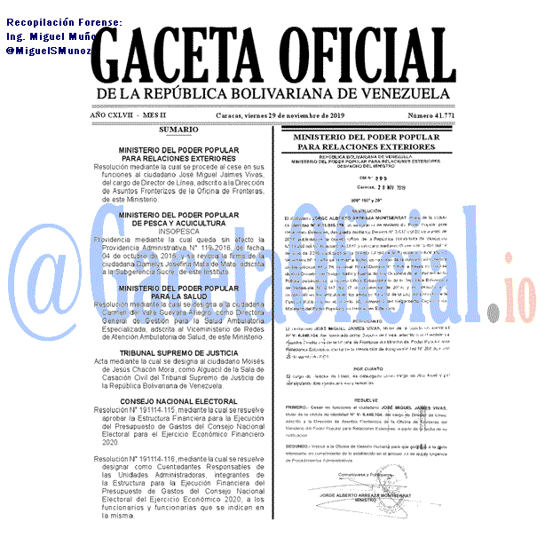 Gaceta Oficial 41771 del 29 noviembre 2019