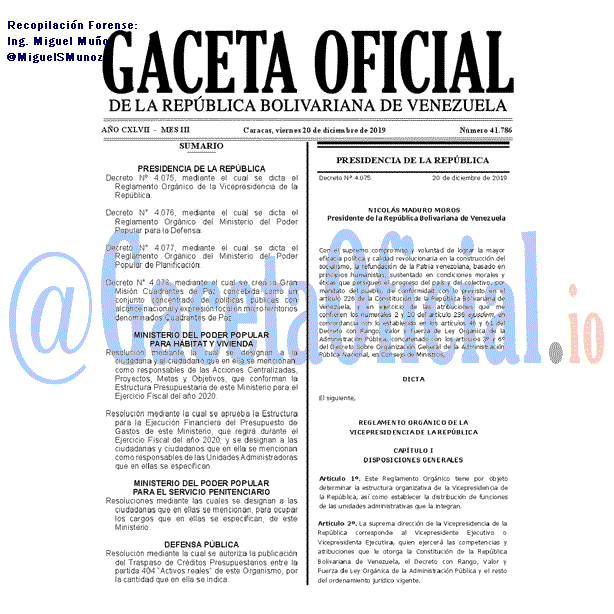 Gaceta Oficial 41786 del 20 Diciembre 2019