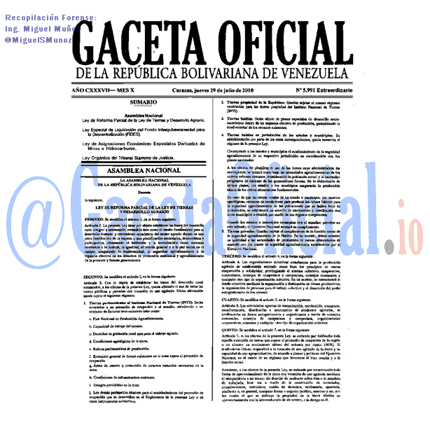 Gaceta Oficial 5991 del 29 Julio 2010