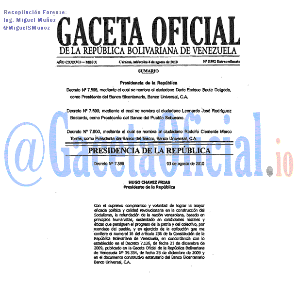 Gaceta Oficial 5992 del 4 Agosto 2010