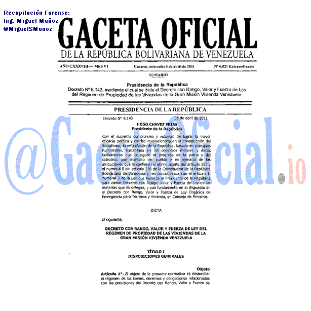 Gaceta Oficial 6021 del 6 Abril 2011