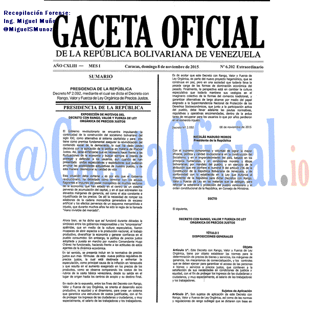 Gaceta Oficial 6202 del 8 noviembre 2015