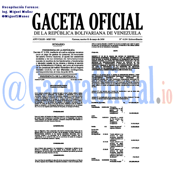 Gaceta Oficial 6230 del 30 mayo 2016
