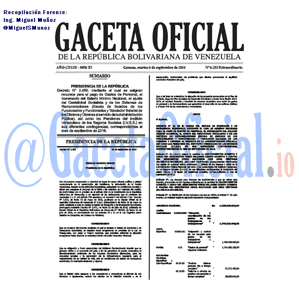 Gaceta Oficial 6253 del 6 septiembre 2016