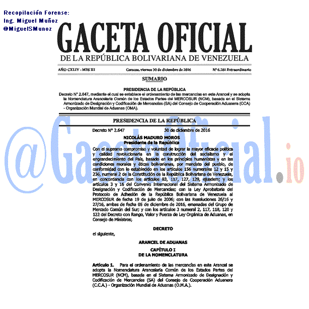 Gaceta Oficial 6281 del 30 diciembre 2016