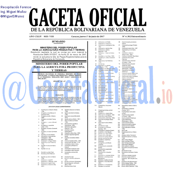 Gaceta Oficial 6302 del 1 junio 2017