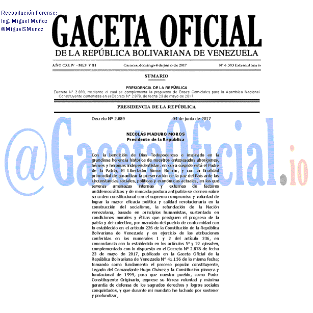 Gaceta Oficial 6303 del 4 junio 2017