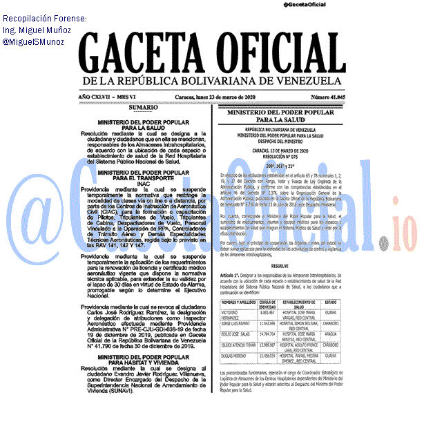 Gaceta Oficial 41845 del 23 abril 2020
