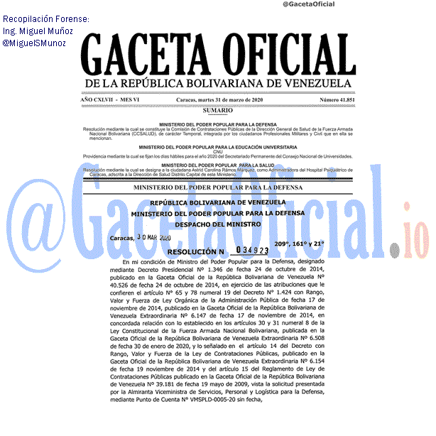 Gaceta Oficial 418511 del 31 marzo 2020