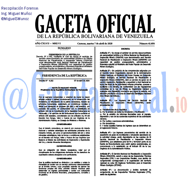 Gaceta Oficial 41856 del 7 abril 2020