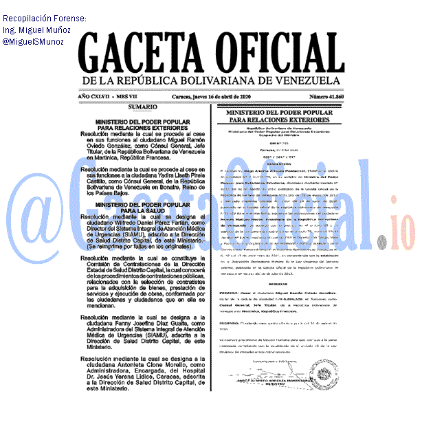 Gaceta Oficial 41860 del 60 abril 2020