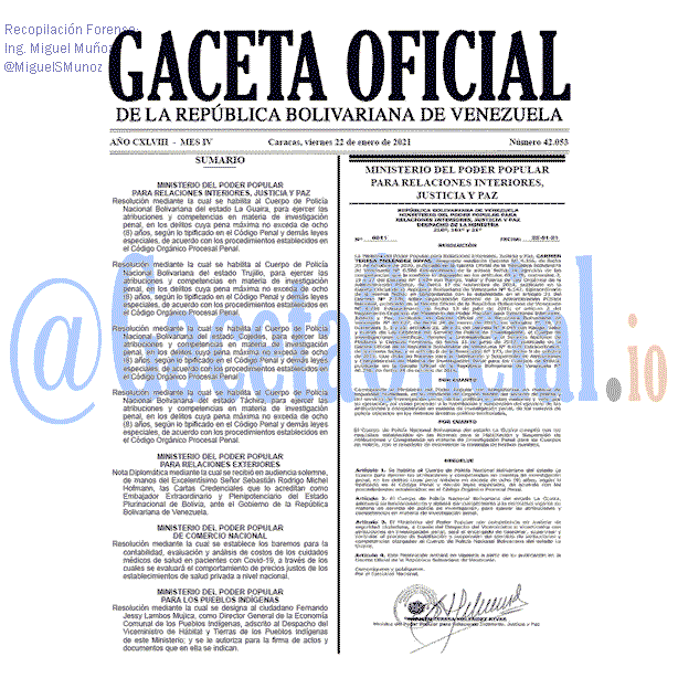 Gaceta Oficial 42053 del 22 enero 2021