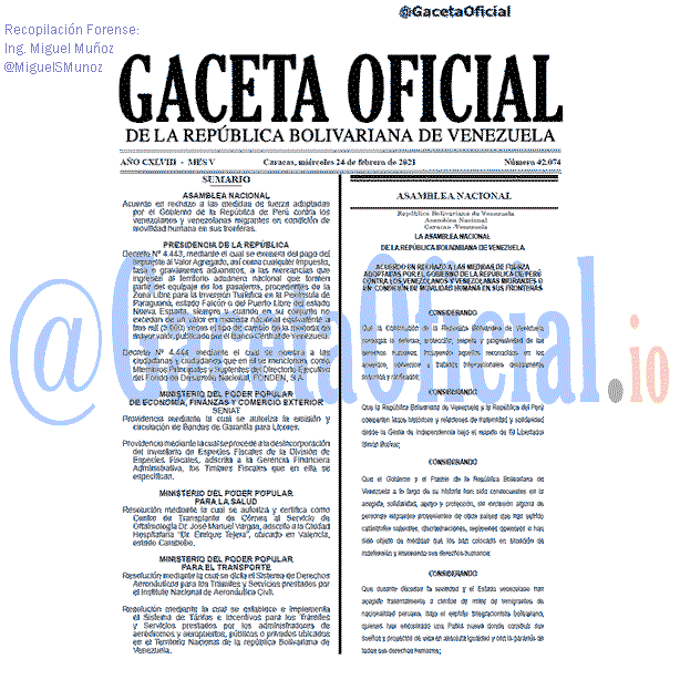 Gaceta Oficial 42074 del 24 febrero 2021