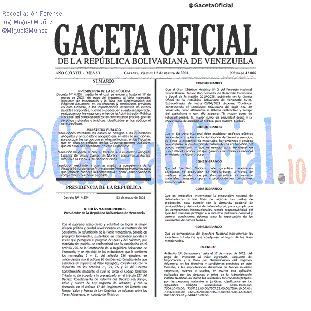 Gaceta Oficial 42086 del 12 marzo 2021