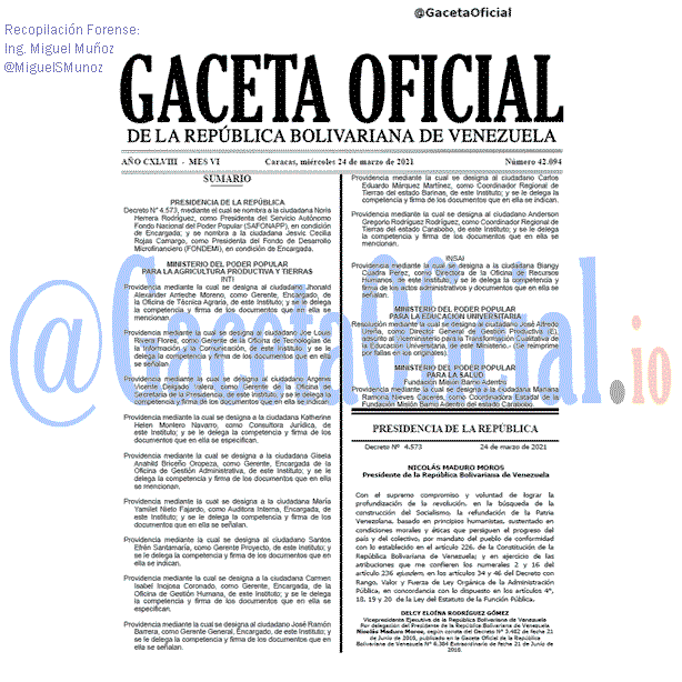 Gaceta Oficial 42094 del 24 marzo 2021