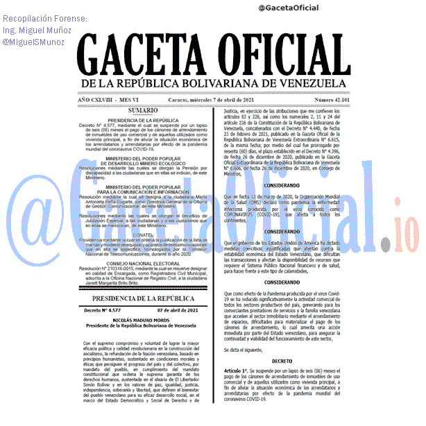 Gaceta Oficial 42101 del 7 abril 2021
