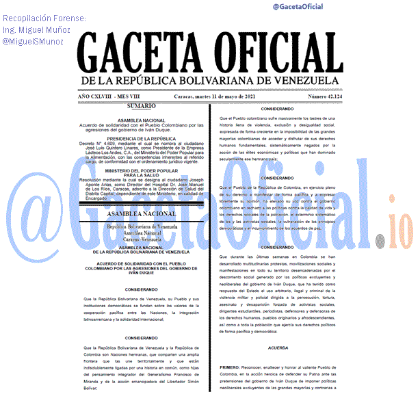 Gaceta Oficial 42124 del 11 mayo 2021
