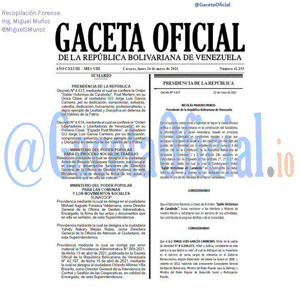 Gaceta Oficial 42133 del 24 mayo 2021