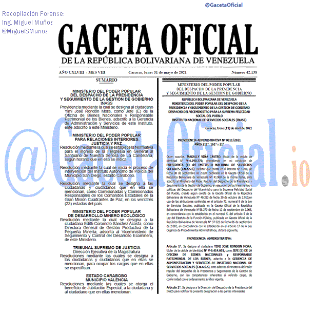 Gaceta Oficial 42138 del 20 mayo 2021