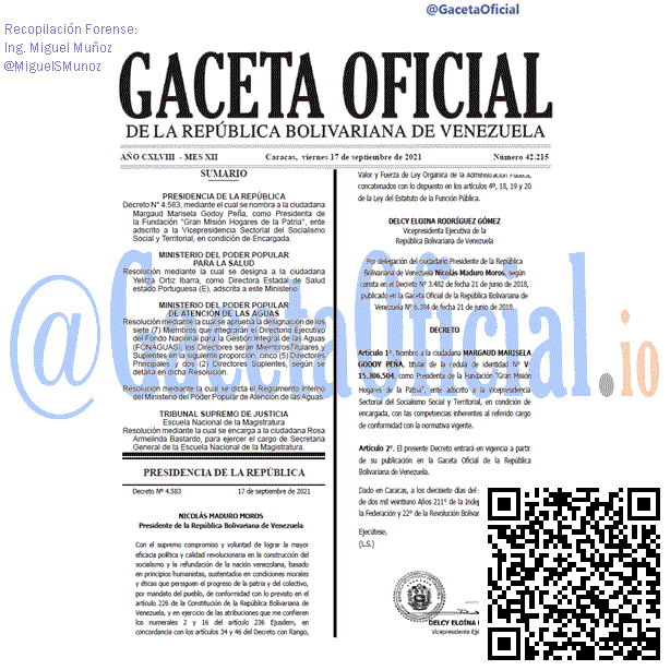 Gaceta Oficial 42215 del 17 septiembre 2021