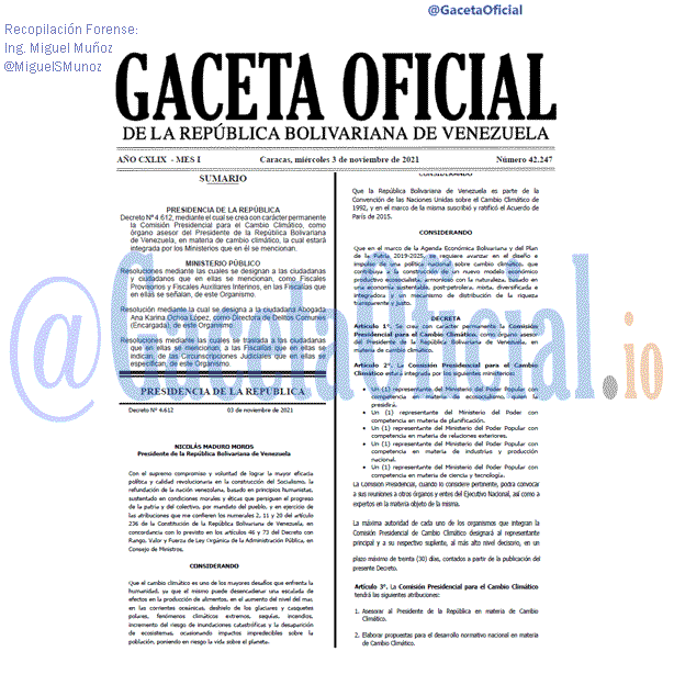 Gaceta Oficial 42247 del 03 noviembre 2021