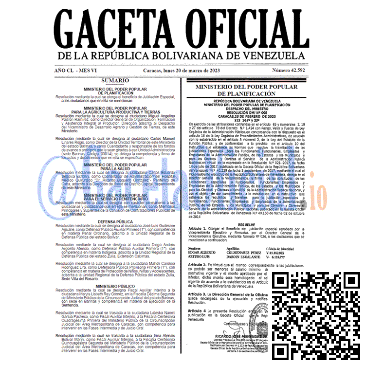 Gaceta Oficial, Gaceta 42592, Gaceta #42592, Gaceta Oficial Venezuela #42592