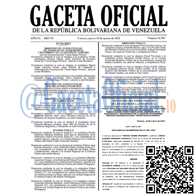 Gaceta Oficial, Gaceta 42595, Gaceta #42595, Gaceta Oficial Venezuela #42595