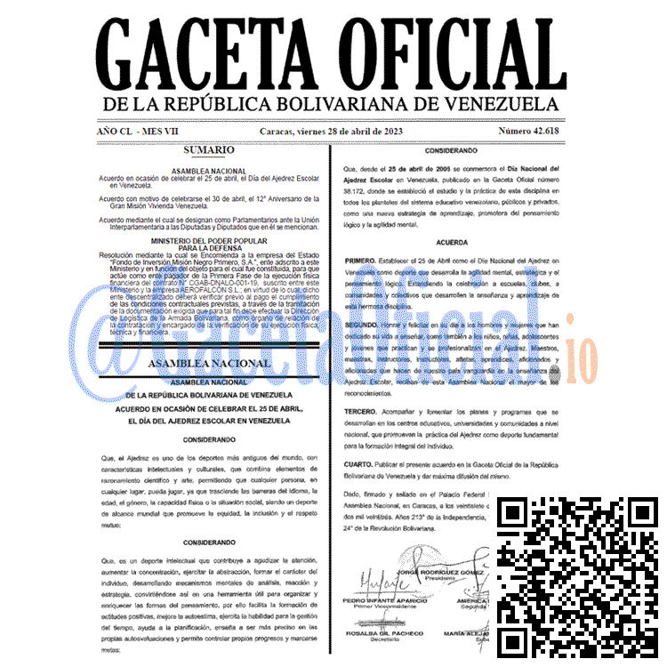 Gaceta Oficial, Gaceta 42618, Gaceta #42618, Gaceta Oficial Venezuela #42618