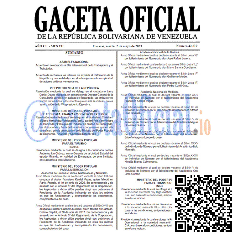 Gaceta Oficial, Gaceta 42619, Gaceta #42619, Gaceta Oficial Venezuela #42619