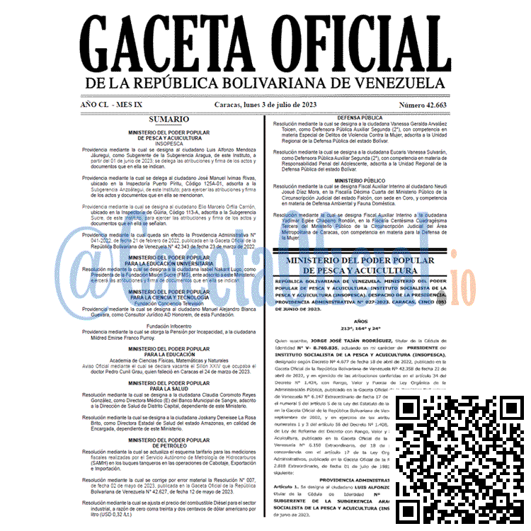 Gaceta Oficial, Gaceta 42663, Gaceta 42663 HD, Gaceta #42663, Gaceta Oficial Venezuela #42663
