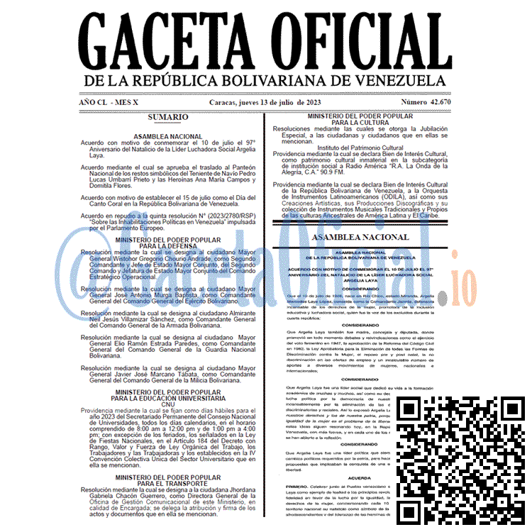Venezuela Gaceta Oficial 42670 del 13 julio 2023 Gaceta Oficial, Gaceta 42670, Gaceta 42670 HD, Gaceta #42670, Gaceta Oficial Venezuela #42670