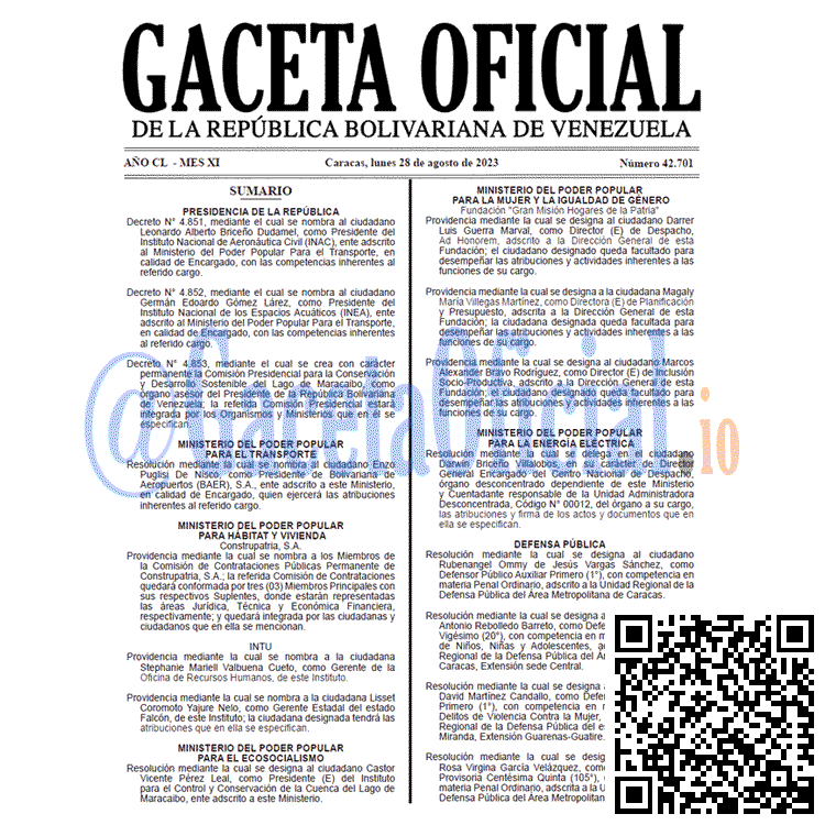 Gaceta Oficial, Gaceta 42701, Gaceta 42701 HD, Gaceta #42701, Gaceta Oficial Venezuela #42701
