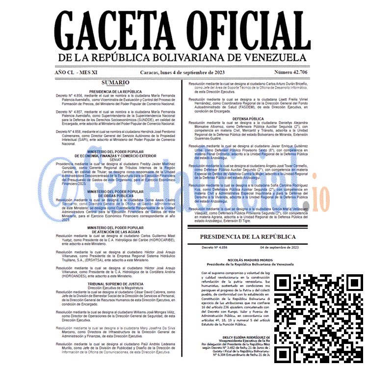 Venezuela Gaceta Oficial 42706 del 4 septiembre 2023 Gaceta Oficial, Gaceta 42706, Gaceta 42706 HD, Gaceta #42706, Gaceta Oficial Venezuela #42706
